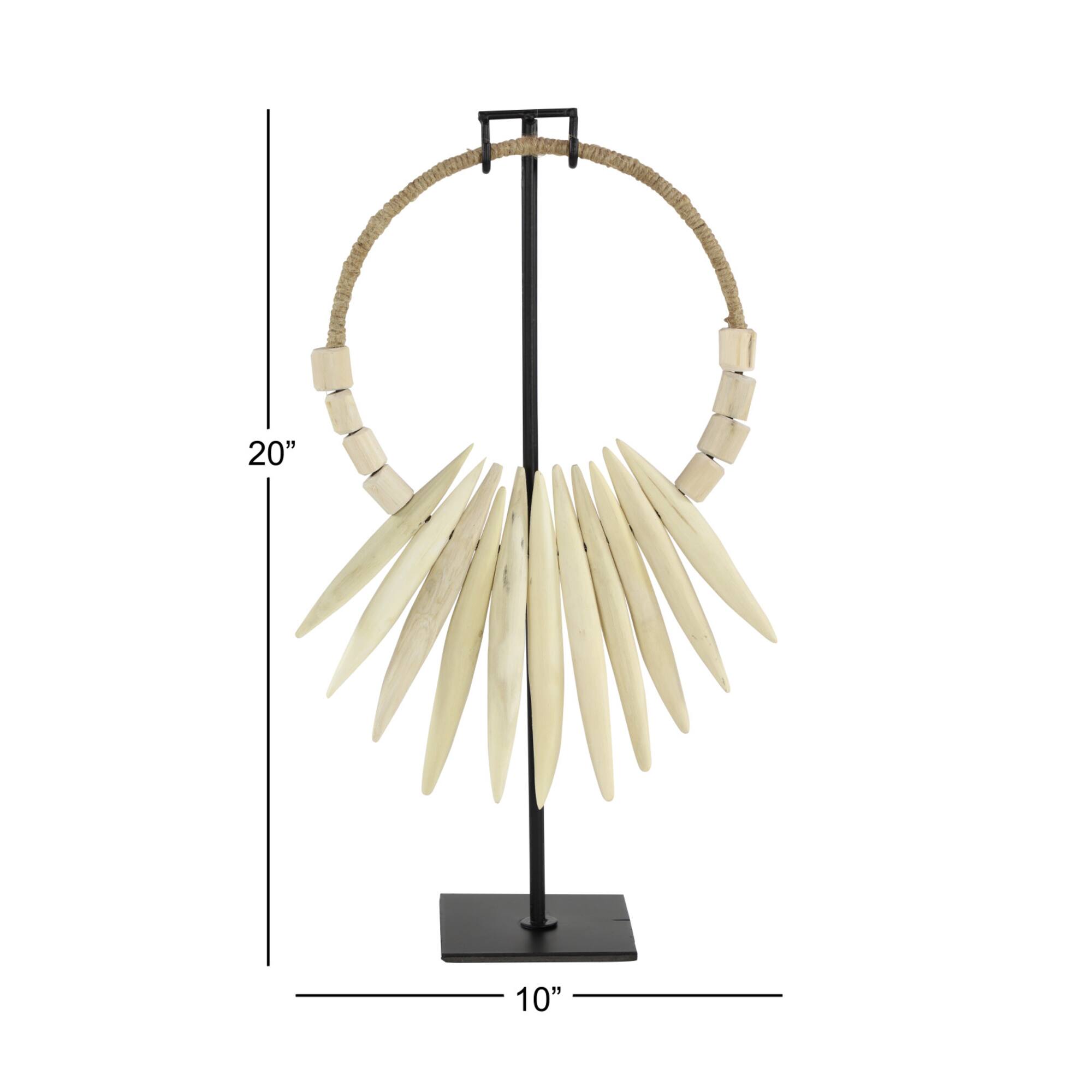 20" White Teak Wood Natural Necklace Sculpture